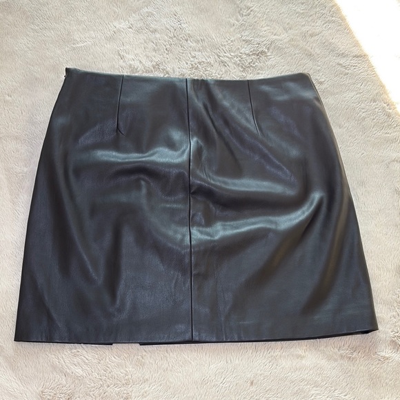 River Island Charcoal Faux Leather Mini Skirt with Button Accents - Picture 3 of 8